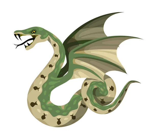 Criatura Mitologia Serpente Voadora Alada — Vetor de Stock