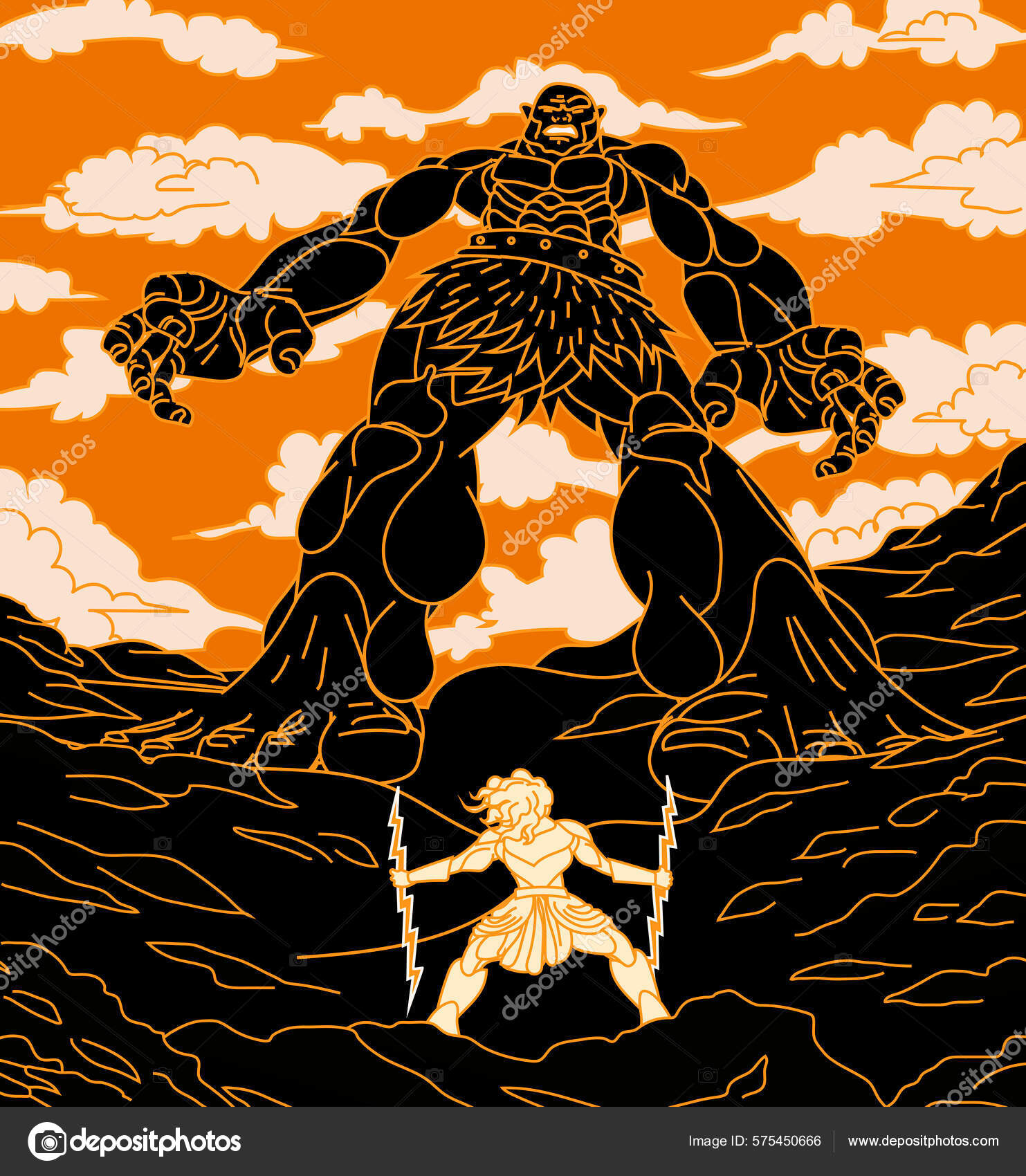 Titã Titanomaquia Lutando Contra Deuses Mitologia Grega Olympus Vetor de  stock de ©delcarmat 575450666, image size:1483x1700