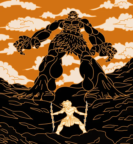 Titanomachy Titan Olimpus Yunan Mitoloji Tanrılarıyla Savaşıyor — Stok Vektör