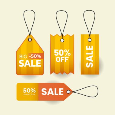 Realistic Sale Tag discount label with various shape - Vector