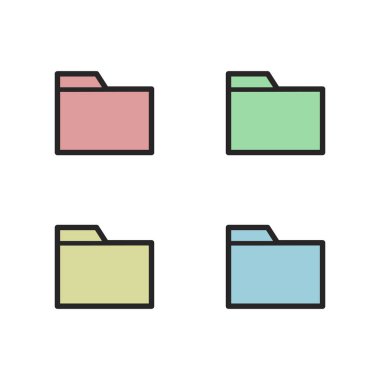 Folder Icon With Different Color set Design