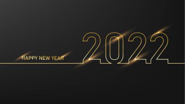 Happy New Year 2021. Golden Gold Color Card With Light Descoration Background