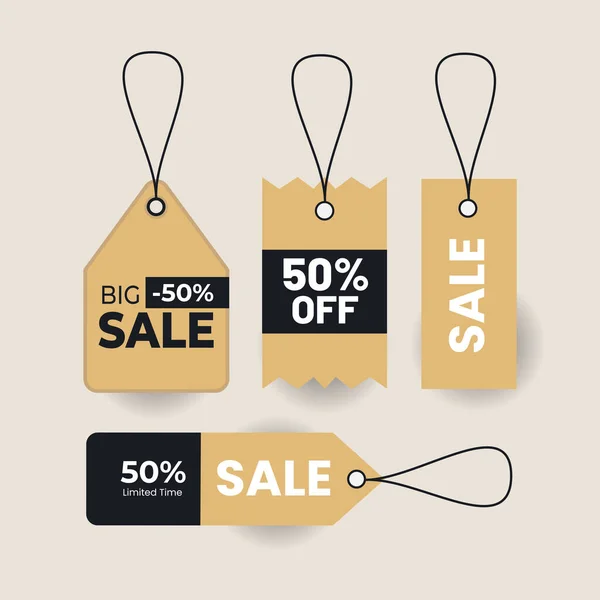 Realistic Price Tag Discount Label Various Shape Vector — Stockvector