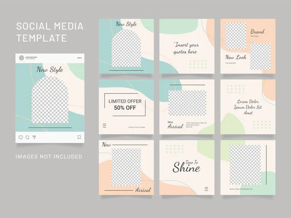 Template Design Instagram Social Media Post Fashion Set — стоковый вектор