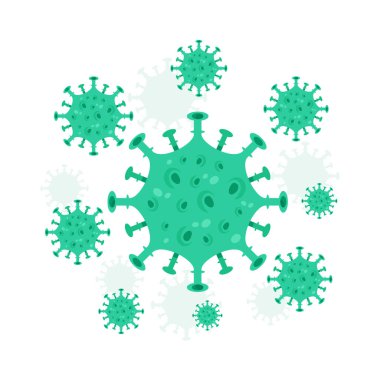 Virüs hastalığı, bakteri, korona virüsü, grip, enfeksiyon, vektör illüstrasyonu