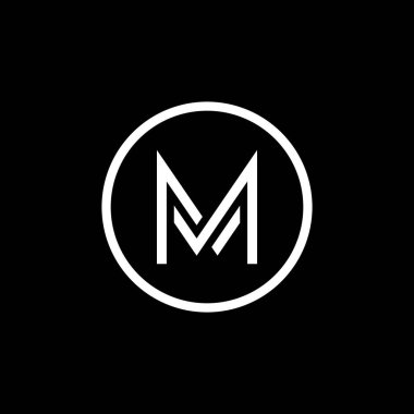 M harfi logo simgesi, vektör illüstrasyonu