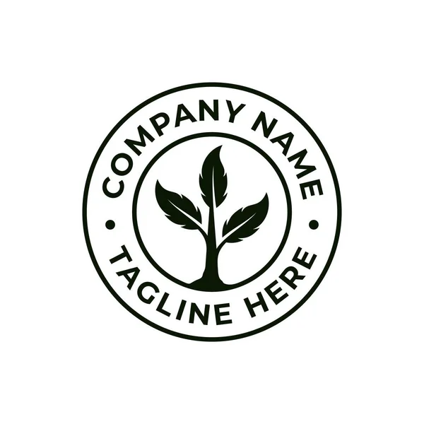 Logo Eco Modèle Vectoriel Élément Icône Main Avec Étiquette Isolé — Image vectorielle