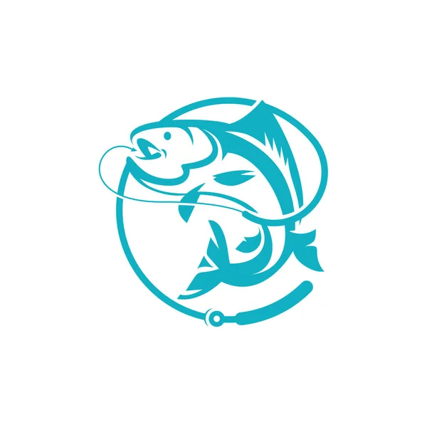 Logotipo Peixe Pesca Comida Design Emblema Ilustração Vetorial — Vetor de Stock