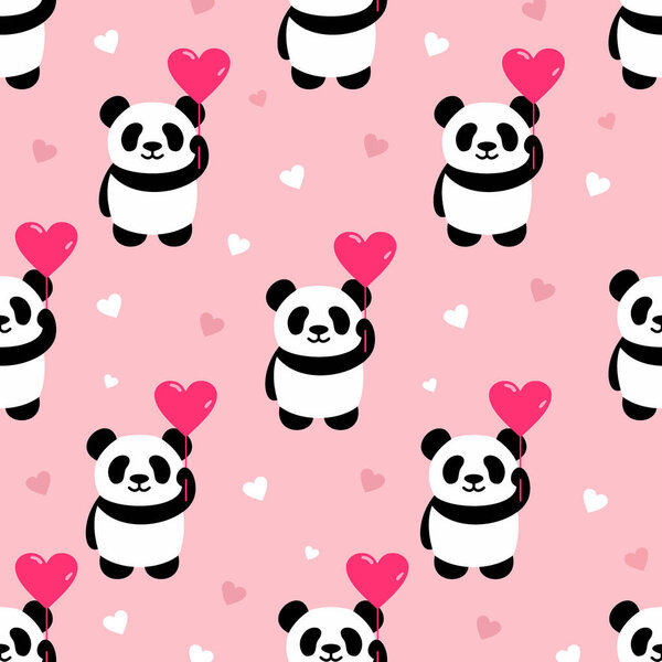 cute panda bear seamless pattern. vector illustration