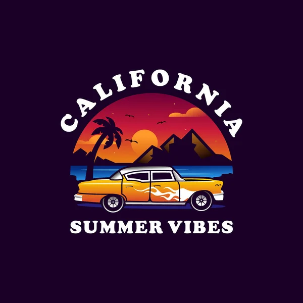 surf car, vintage summer vacation. vector illustration