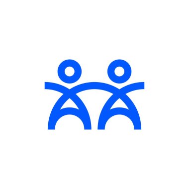 Mutlu çocuklar çizgi sanat logosu vektör illüstrasyonuna bağlanıyor