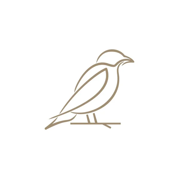 Ptak Linia Sztuka Logo Wektor Ikona Ilustracja — Wektor stockowy