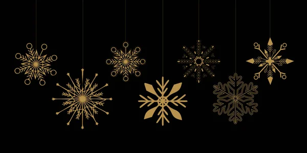 Vector Seamless Pattern Snowflakes Christmas Decoration Gold Silver Stars — Image vectorielle