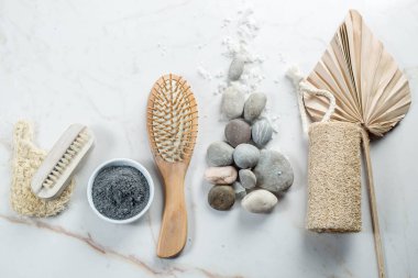 Spa salonu konsepti. Dinlen ve akıl sağlığına bak. Vücut bakımı. Rahatlama, dinlenme, zihinsel sağlık konsepti.