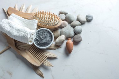 Spa salonu konsepti. Dinlen ve akıl sağlığına bak. Vücut bakımı. Rahatlama, dinlenme, akıl sağlığı.