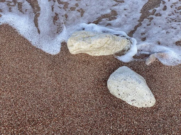 Песчаные Камни Крупным Планом Пляже Красивый Фон — стоковое фото