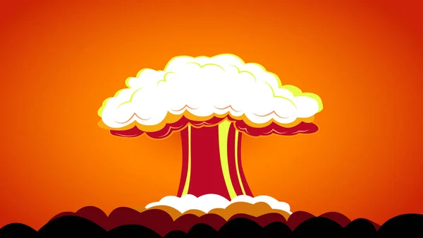 Immagine Illustratica Esplosione Una Bomba Atomica Sullo Sfondo Rosso — Foto Stock
