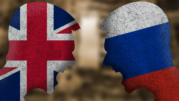 Russia England Two Angry Faces Flag Country Conceptual Image War — Fotografia de Stock