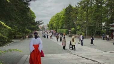 Birçok insan ünlü Kamakura kentindeki Tsurugaoka Hachiman Tapınağı 'nı resmi tatilde ziyaret eder. 2022 Mayıs 11, Yokohama, Japonya