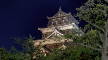 Hiroşima Kalesi 'nin gece manzarası