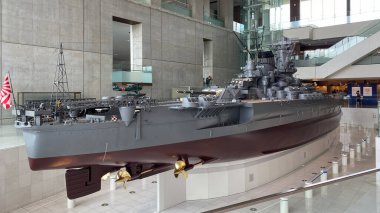 Ünlü Yamato savaş gemisi Replica, ölçek 1: 100, Yamato Müzesi (Kure Denizcilik Müzesi))
