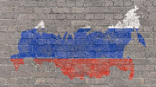 Russian Flag Painted Old Brick Wall — Stok fotoğraf
