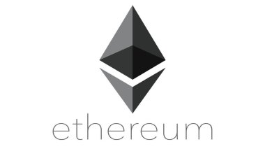 The symbol of Ethereum, the new electronic trading currency. On white background