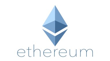 The symbol of Ethereum, the new electronic trading currency. On white background