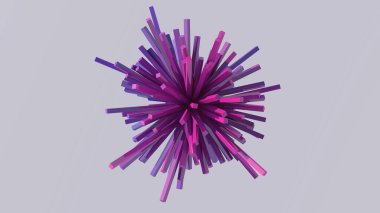 Mor parlak şekil değiştirme küresi. Soyut illüstrasyon, 3d canlandırma.