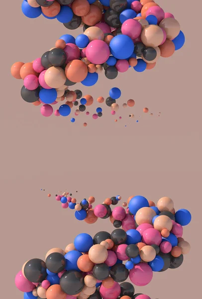 Spirale Avec Des Boules Colorées Illustration Abstraite Rendu — Photo
