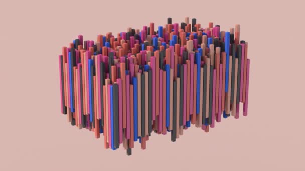 Blocos Coloridos Movimento Fundo Bege Ilustração Abstrata Renderização — Vídeo de Stock