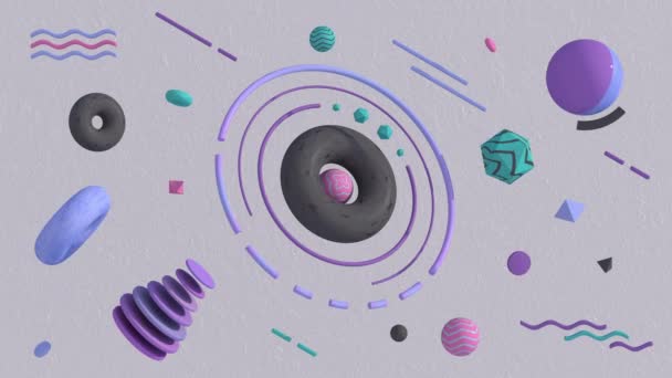 Groupe Formes Texturées Colorées Mouvement Animation Abstraite Rendu — Video