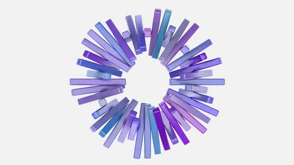青と紫の光沢のあるブロックサークル 白地だ アブストラクトイラスト 3Dレンダリング — ストック写真