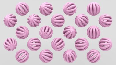 Pembe soyut küreler grubu. Gri arka plan. 3d hazırlayıcı.