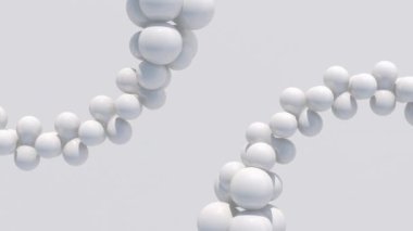 İki soyut beyaz daire şekli. Tek renkli animasyon, 3 boyutlu canlandırma.