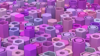 Mor ve pembe tüpler. Soyut illüstrasyon, 3D görüntüleme, yakın plan.