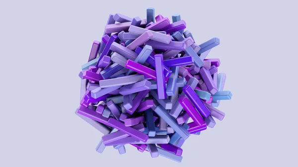 Esfera Con Bloques Brillantes Azul Púrpura Ilustración Abstracta Render —  Fotos de Stock