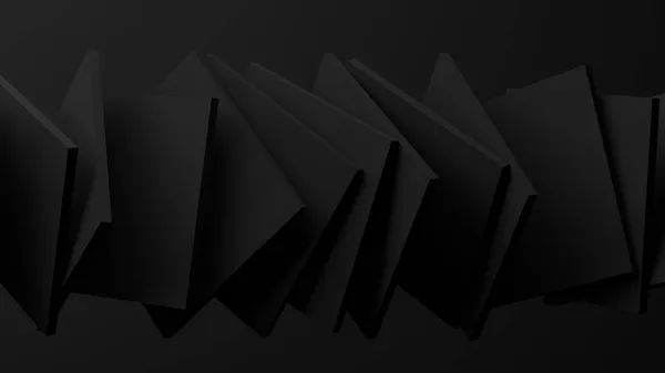 一组黑色正方形 黑色背景 摘要单色图解 3D渲染 — 图库照片
