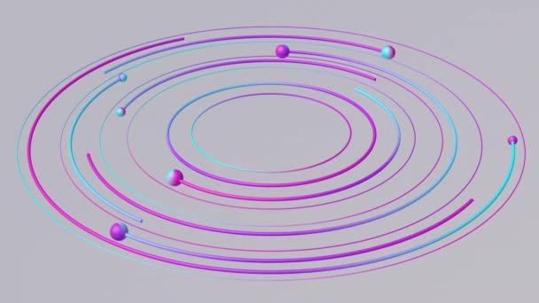 Azul Púrpura Círculos Rosas Bolas Animación Abstracta Renderizado Primer Plano — Vídeo de stock