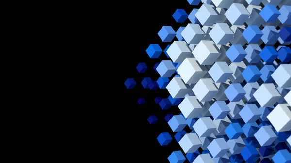 Cubos Azules Blancos Transformándose Fondo Negro Concepto Tecnológico Ilustración Abstracta —  Fotos de Stock