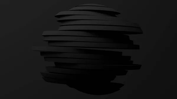 Schwarze Scheiben Schwarzer Hintergrund Abstrakte Monochrome Illustration Renderer Stockbild