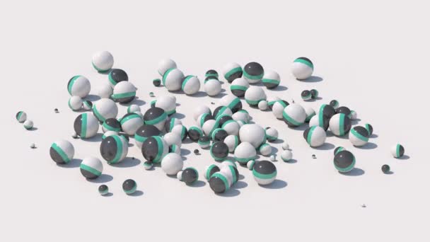 一组白色 灰色的球滚动 抽象动画 3D渲染 — 图库视频影像