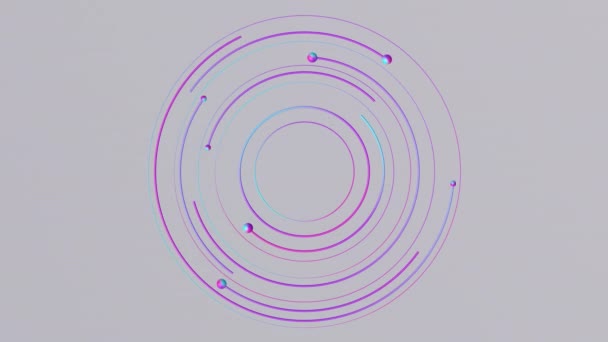 Синий Фиолетовый Розовые Круги Шары Абстрактная Анимация Рендеринг — стоковое видео