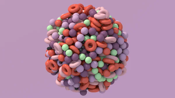 Esfera Con Bolas Colores Formas Círculo Ilustración Abstracta Render — Foto de Stock