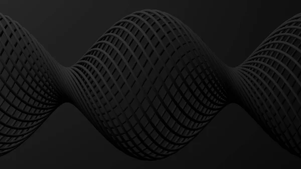 黑色螺旋形 黑色背景 摘要单色图解 3D渲染 — 图库照片