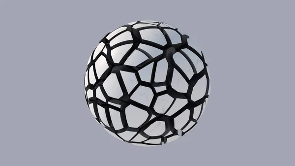 白と黒の壊れた球 アブストラクトイラスト 3Dレンダリング — ストック写真