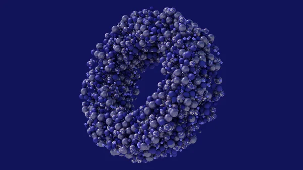 Cirkelvorm Met Gestructureerde Blauwe Ballen Blauwe Achtergrond Abstracte Illustratie Render — Stockfoto