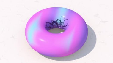 Renkli kırık daire şekli. Beyaz arka plan. Soyut canlandırma, 3 boyutlu canlandırma.