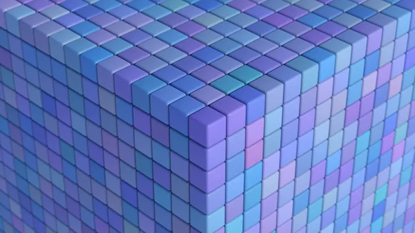 Cubo Texturizado Azul Púrpura Primer Plano Ilustración Abstracta Render —  Fotos de Stock