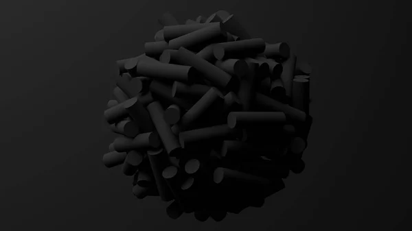 Groupe Cylindres Noirs Fond Noir Illustration Monochrome Abstraite Rendu — Photo